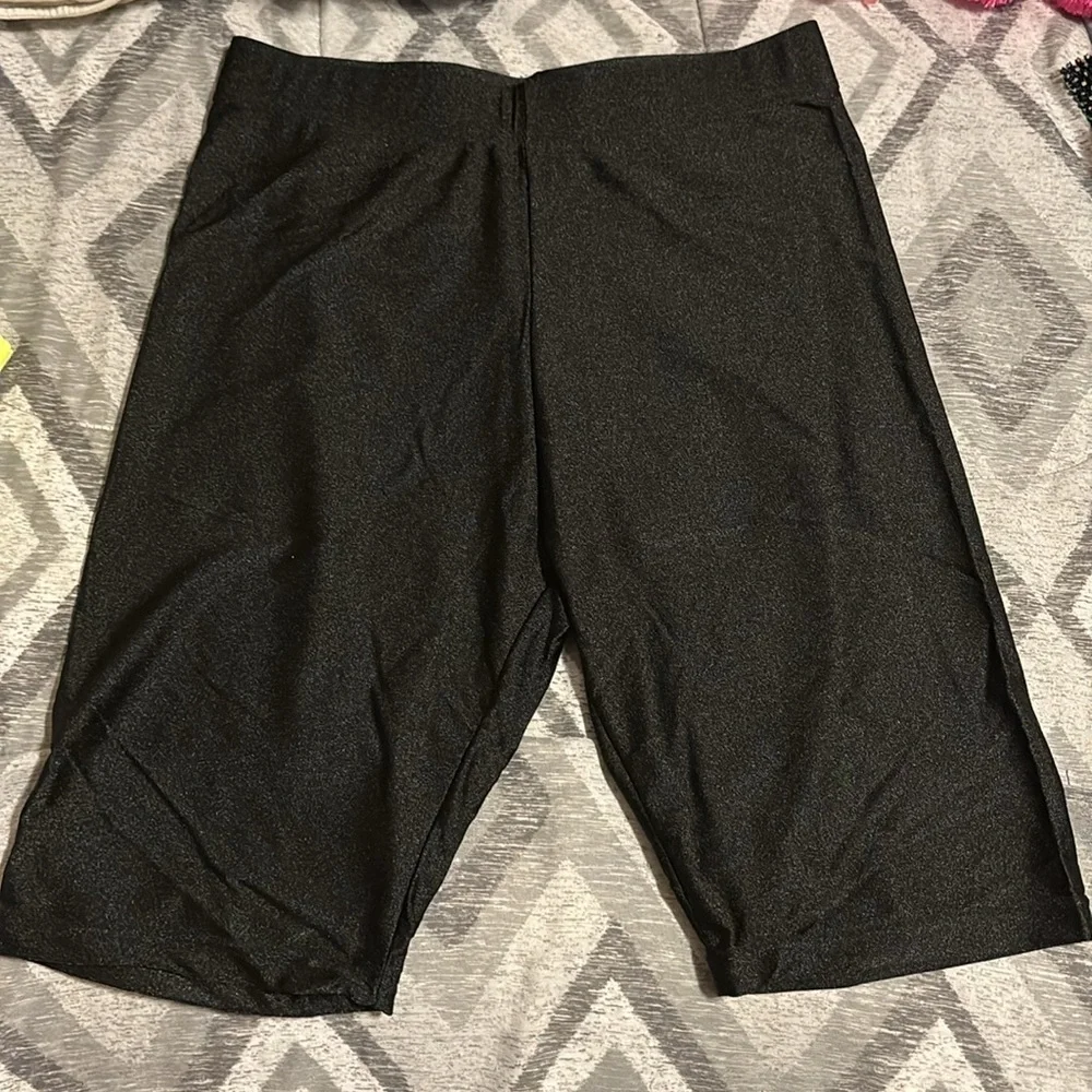 Love University Black Shiny Bike Shorts